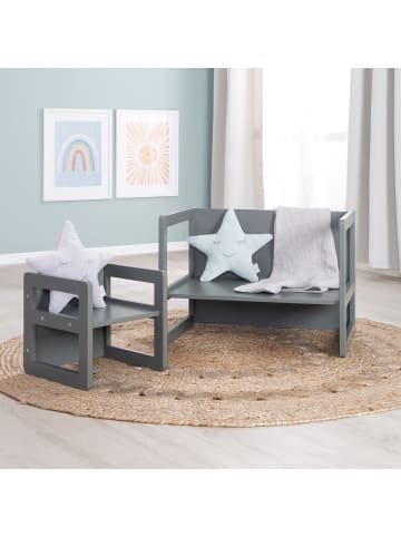 roba 3in1 Kindersitzgruppe Holz, Wendehocker & Bank/Tisch-Kombi, anthrazit
