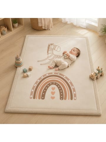 SanoSoft Sanosoft samtweicher & kuscheliger Krabbelteppich Regenbogen 120x170cm