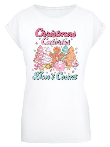 F4NT4STIC Extended Shoulder T-Shirt Weihnachten Dont Count Candy in weiß