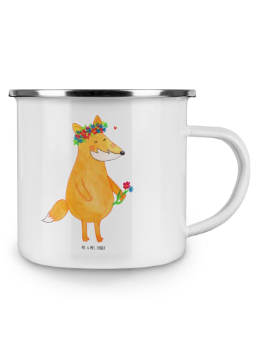 Mr. & Mrs. Panda Emaille Tasse Fuchs Blumen ohne Spruch in Weiß