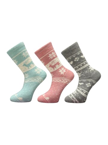 Yuhu Norweger Socken Damen 3er Pack in Mehrfarbig