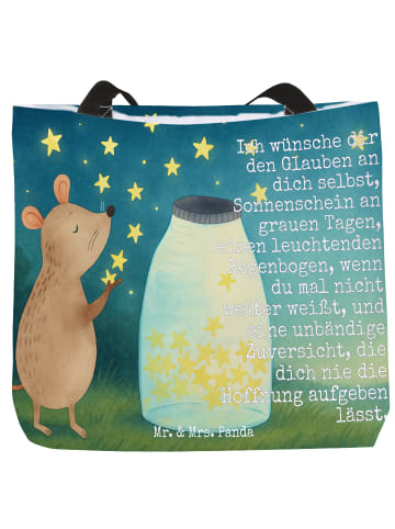 Mr. & Mrs. Panda Shopper Maus Sterne Design mit Spruch in Weiß