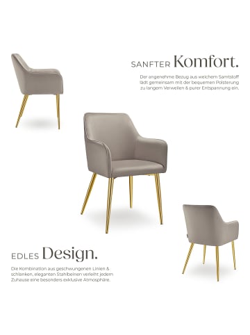 tectake Armlehnstuhl in Samtoptik, gepolstert, 55 x 63,5 x 86,5 cm