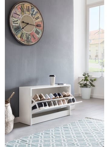 KADIMA DESIGN Schuhbank SPLIT mit Sitzfläche Schuhkipper Holz 80 x 47 x 24 cm, in Weiß