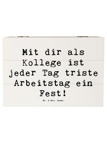Mr. & Mrs. Panda Schatztruhe Spruch Fest Kollege mit Spruch in Weiß