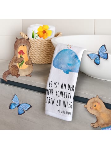 Mr. & Mrs. Panda Handtuch Wal Konfetti mit Spruch in Weiß