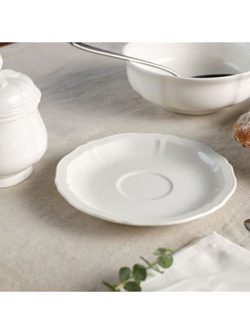 Villeroy & Boch 6er Set Kaffeetassen mit Untertassen Manoir 120 ml in weiß