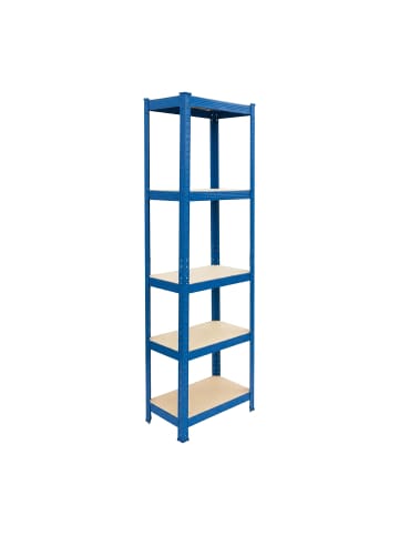relaxdays Schwerlastregal in Blau/ Braun - (B)50 x (H)180 x (T)30 cm