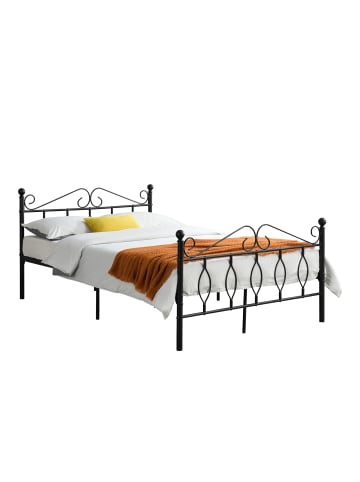 en.casa Metallbett Apolda in Schwarz (B)140cm