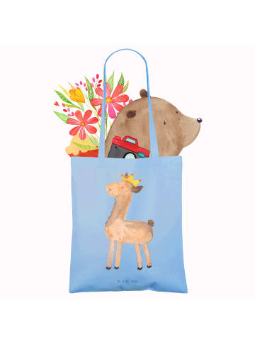 Mr. & Mrs. Panda Shopping Tasche Lama König ohne Spruch in Sky Blue