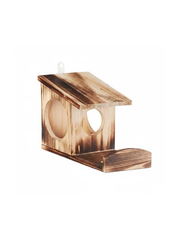 relaxdays Eichhörnchen Futterhaus in Geflammt - (B)14x (H)17,5 x (T)25 cm