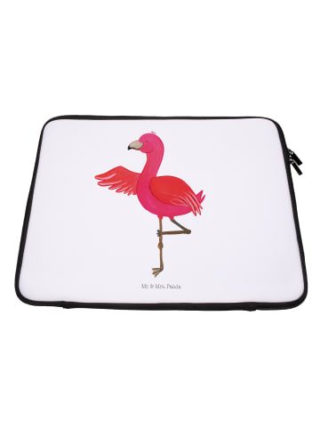 Mr. & Mrs. Panda Notebook Tasche Flamingo Yoga ohne Spruch in Weiß