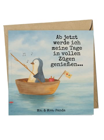 Mr. & Mrs. Panda Grußkarte Pinguin Angelboot Design mit Spruch in Weiß