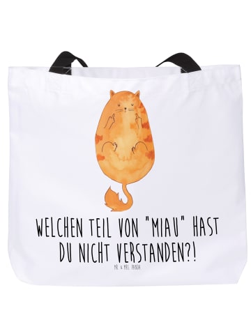 Mr. & Mrs. Panda Beutel Katze Mittelfinger mit Spruch in Weiß