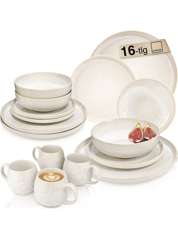 Sänger 16-tlg. Kombiservice Korfu in Creme aus Steingut