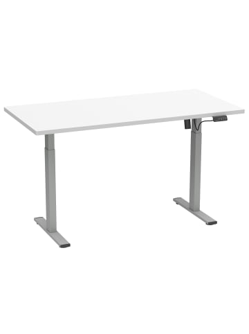 VCM  Schreibtisch höhenverstellbar Lona 140x50 in Silber / Weiß