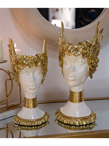 Mauro Ferretti Weibliche Büste aus goldenem Kunstharz, 17,5 x 17 x 38 cm