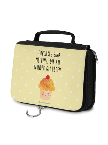 Mr. & Mrs. Panda Make-Up Tasche Cupcake mit Spruch in Gelb Pastell