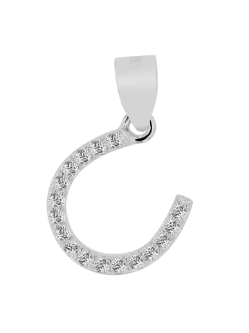 Adeliás Damen Anhänger Hufeisen aus 925 Silber mit Zirkonia in silber