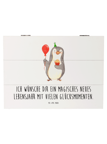 Mr. & Mrs. Panda Holzkiste Pinguin Geburtstag mit Spruch in Weiß