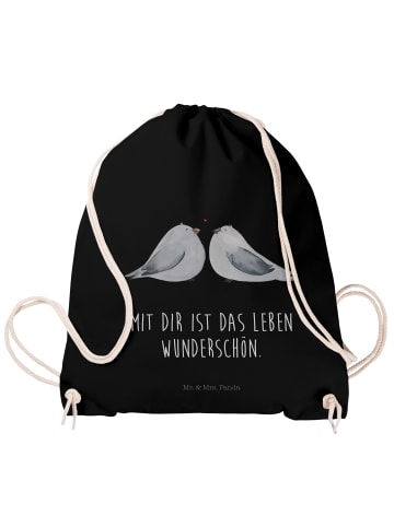 Mr. & Mrs. Panda Rucksack-Beutel Turteltauben Liebe mit Spruch in Schwarz