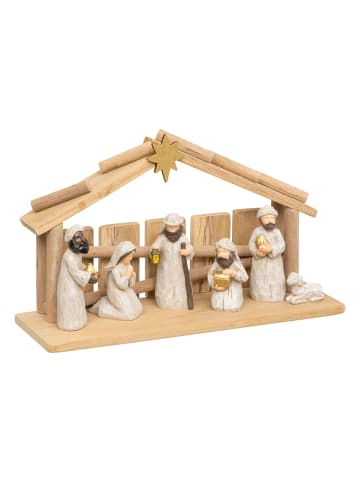 Atmosphera Créateur d'intérieur Weihnachtskrippe mit 7 Figuren in Mehrfarben, (B) 9,5 x (H) 30 x (L) 18 cm