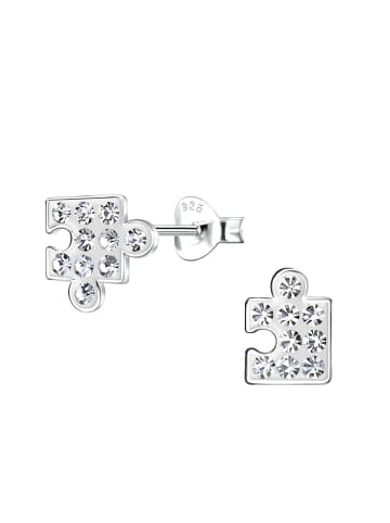 Alexander York Ohrringe, Ohrstecker PUZZLE Kristall weiß in 925 Sterling Silber, 2-tlg. in silver