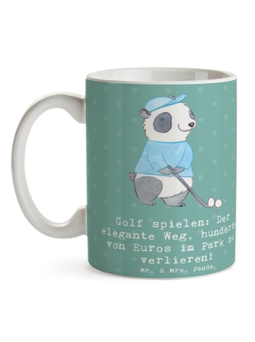 Mr. & Mrs. Panda Pott Golf Eleganz mit Spruch in Meeresbrise