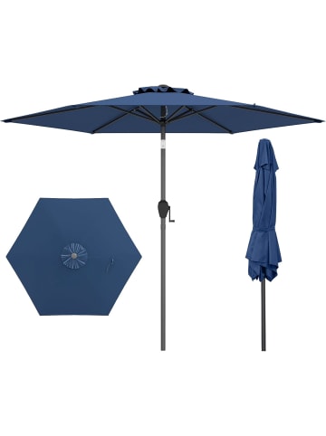 COSTWAY Sonnenschirm 230 cm beidseitig 35° knickbar in Blau