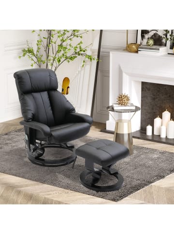 HOMCOM Massagesessel mit Fußhocker-76L x 80B x 102H cm-Schwarz