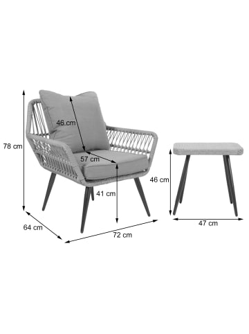 MCW Poly-Rattan Garnitur N34 Balkon-Set, Hellgrau