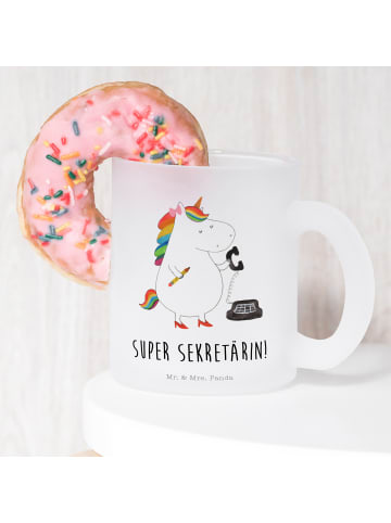 Mr. & Mrs. Panda Glasbecher Einhorn Sekretärin mit Spruch in Transparent