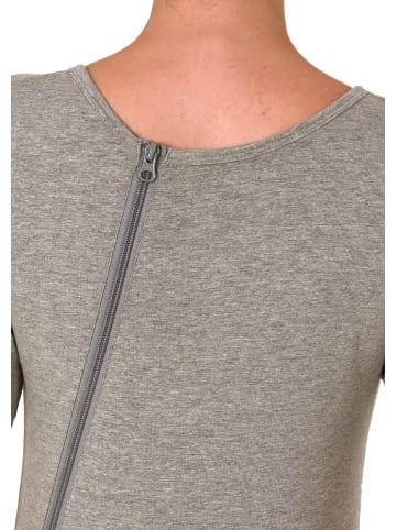 NORMANN Pflegebody kurzarm diagonalem Reißverschluss - 51429 in grau