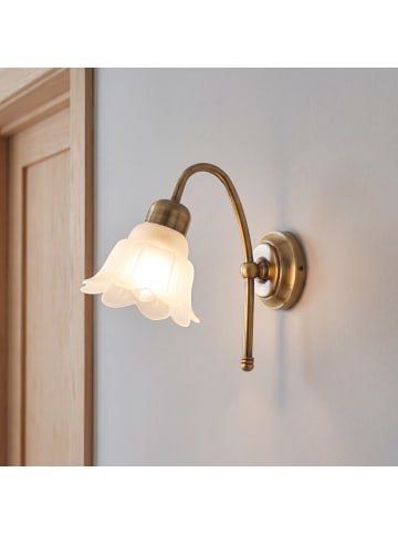 Licht-Erlebnisse Wandlampe (H)19 cm in Messing Antik Weiß