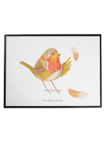 Mr. & Mrs. Panda Bastelunterlage Rotkehlchen Federn ohne Spruch in Weiß