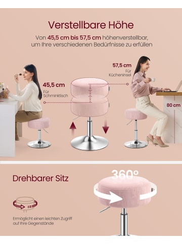 VASAGLE 2er-Set: Barhocker in Pastellrosa - (B)38 x (H)(44-60) x (T)38 cm