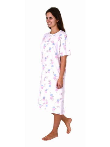 NORMANN Kurzarm Nachthemd Knopfleiste am Hals - 80114 in rosa