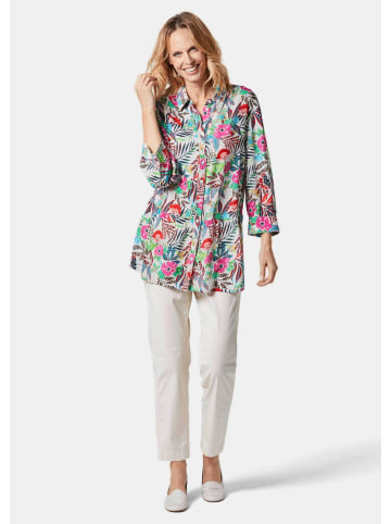GOLDNER Druckbluse in exotischem Muster in koralle / grün / gemustert