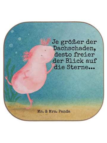Mr. & Mrs. Panda Holzuntersetzer Axolotl Tanzen Design mit Spruch in Weiß