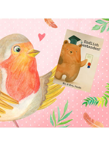 Mr. & Mrs. Panda Glückwunschkarte Bär Prüfung Design mit Spruch in Weiß