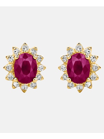 Diamant L'éternel Ohrringe aus 375 Gelbgold mit 0.46 Karat Diamant mit Rubin