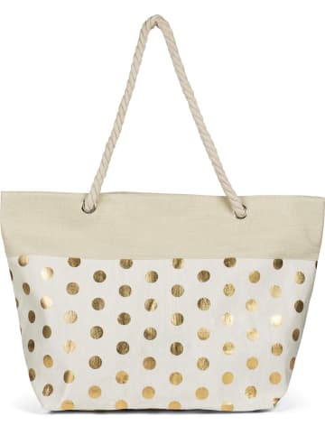 styleBREAKER Strandtasche in Beige-Gold