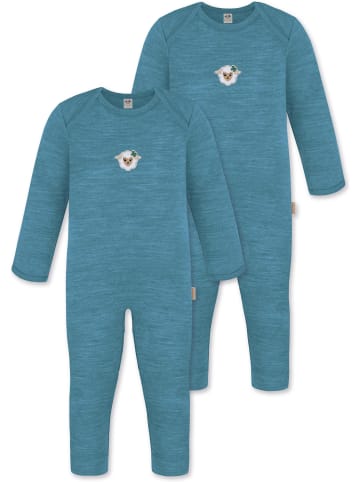 Normani Outdoor Sports 2er Pack Baby Merino Strampler „Waverly" in Blau