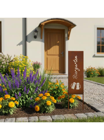 relaxdays Edelrost-Gartendeko "Biergarten" in Braun - 85 x 28 cm