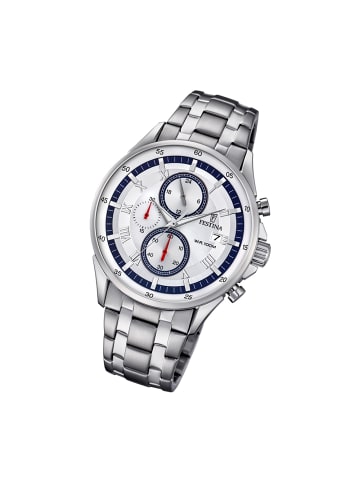 Festina Chronograph-Armbanduhr Festina Timeless Chronograph silber groß (ca. 44mm)
