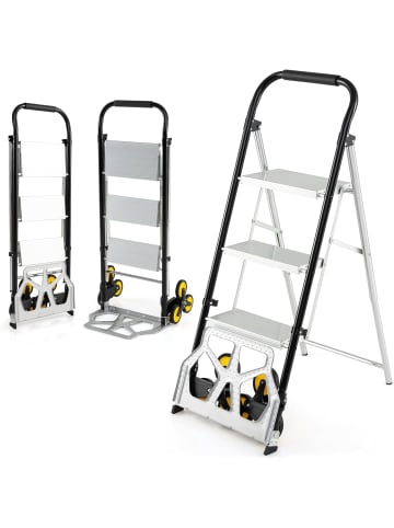COSTWAY 2-in-1 Treppensackkarre mit Leiter in Schwarz