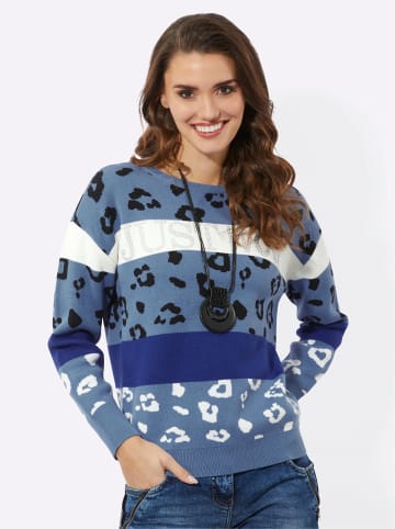 WITT WEIDEN Pullover in mittelblau-royalblau-gemustert