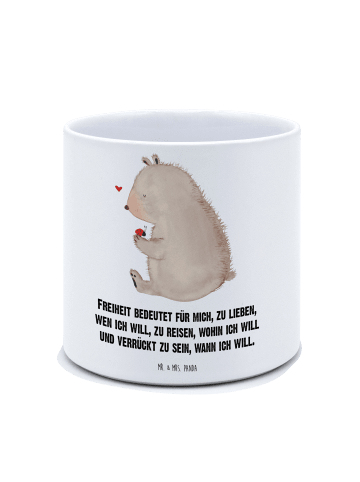 Mr. & Mrs. Panda Pflanzenkübel groß Bär Marienkäfer mit Spruch in Weiß