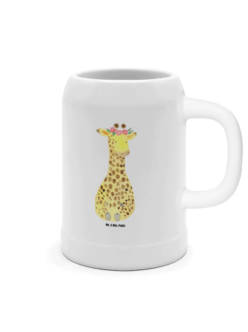 Mr. & Mrs. Panda Bierkrug Giraffe Blumenkranz ohne Spruch in Weiß