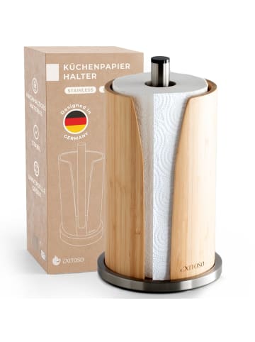 Exitoso EXITOSO Küchenrollenhalter - Bambus + Edelstahl - stehend